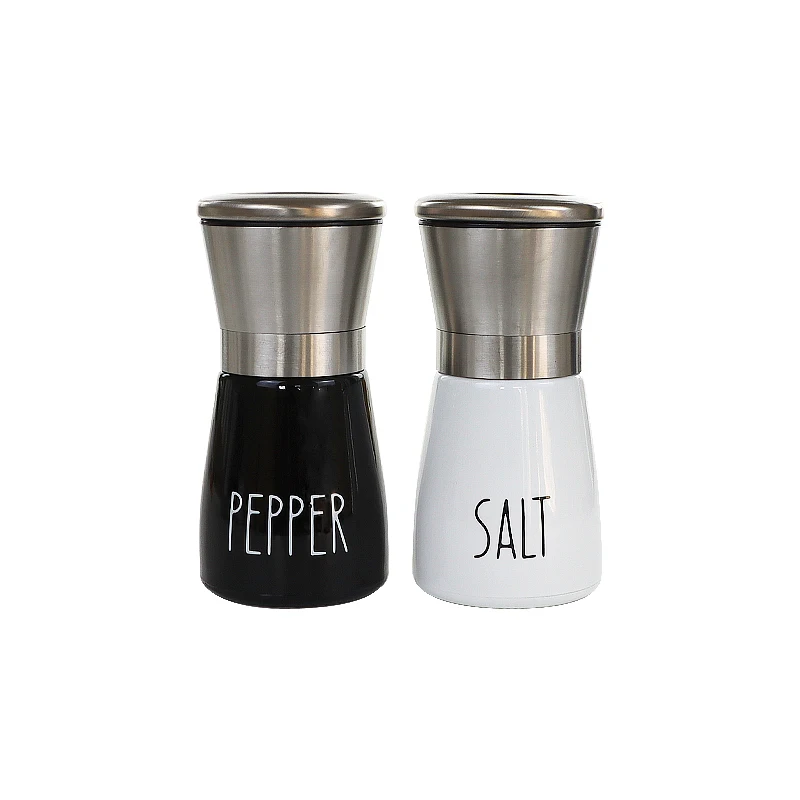 Wholesale Luxury 160ml Black White Salt and Pepper Grinder Set Seasoning Bottles