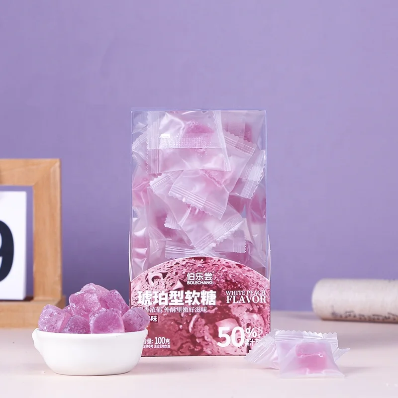 Bulk custom wholesale  sour and sweet boxed fruit flavored gummies with 50% juice content, rubber candy snack gummy candy