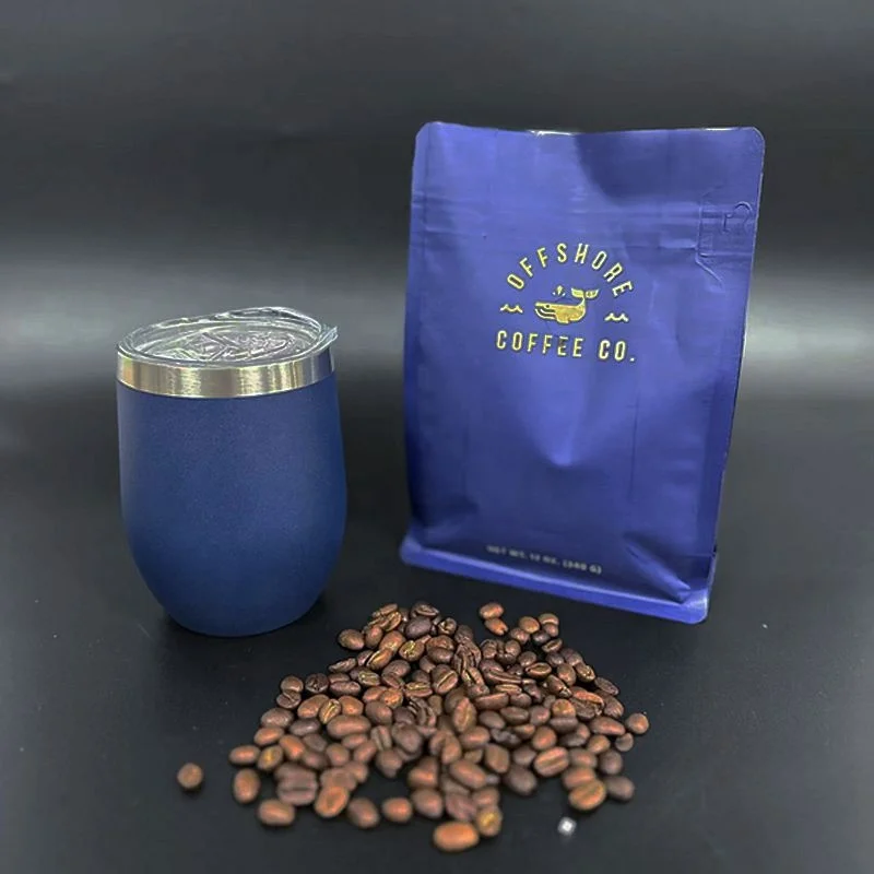 AT PACK 12OZ Resealable Matte Black Coffee Bags Flat Bottom Coffee Bag Coffee Beans