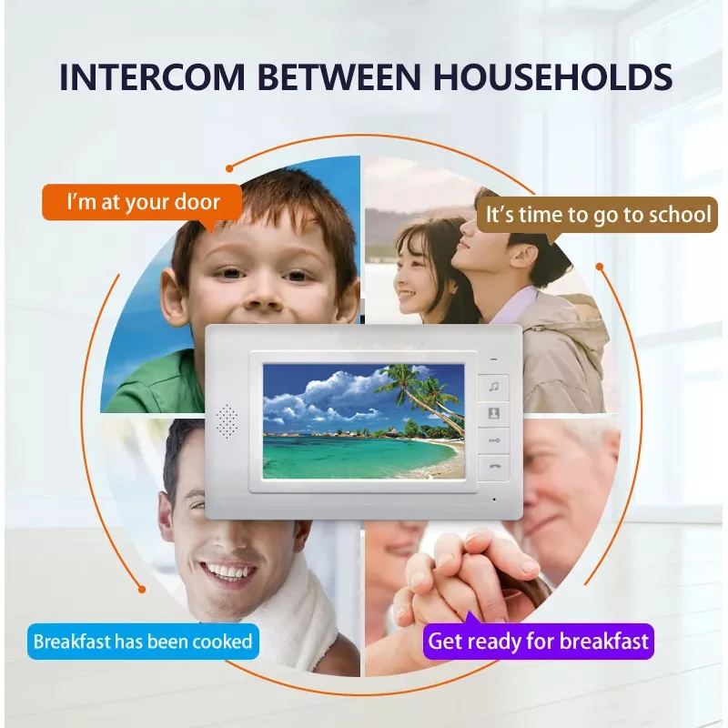 Aitdda Tft Lcd Monitor SIP Smart Phone Multi Building Video Intercom System High Quality 7 Inch 220V Aluminum Alloy