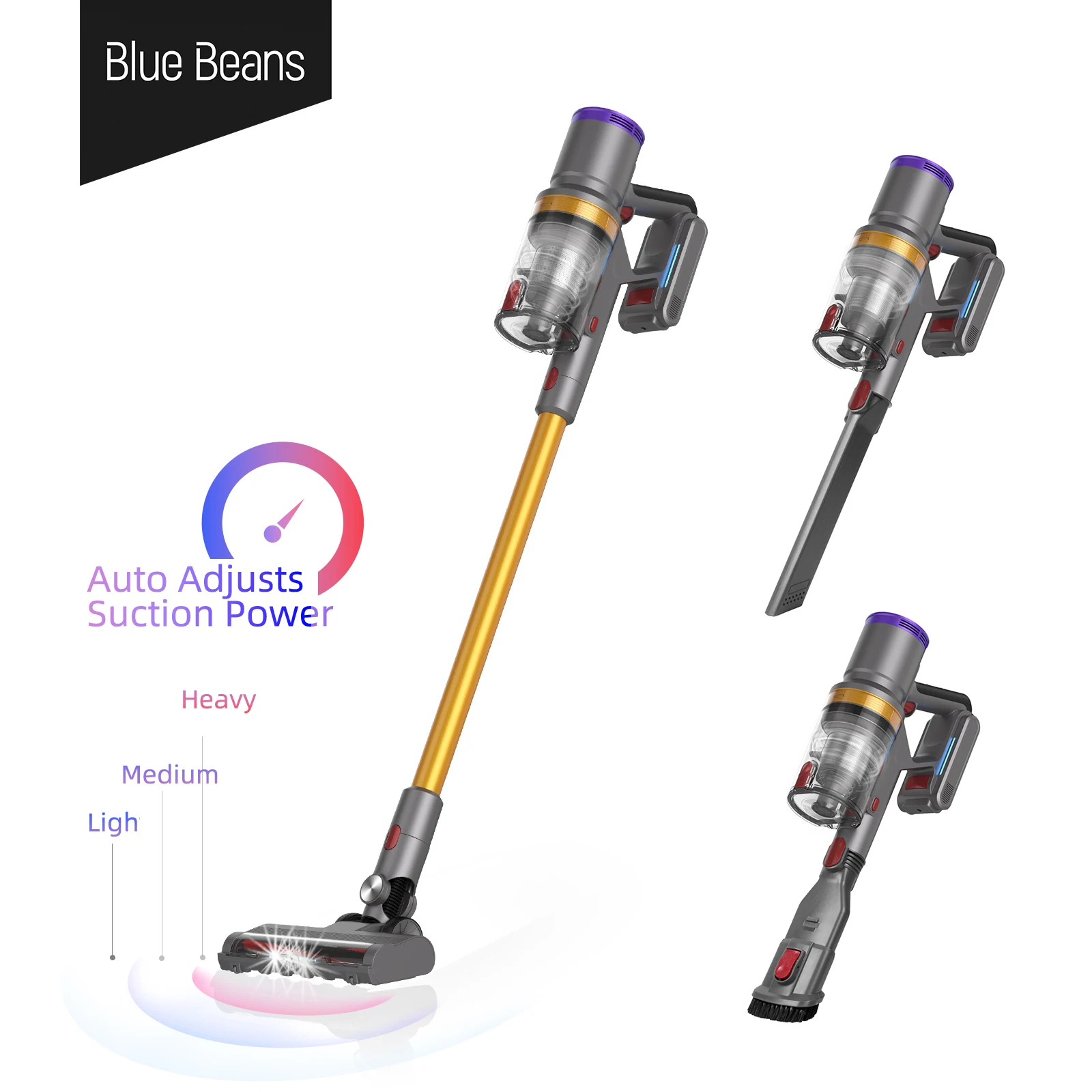 Smart Dust Sensing powerful motor strong suction rechargeable battery cleaning cordless handheld stick vacuum cleaner for home