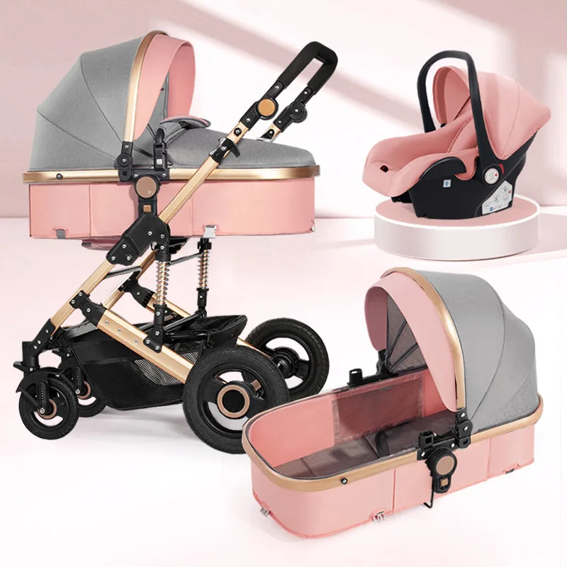 High landscape baby carriage can sit and lie down, lightweight folding and shock absorption baby stroller