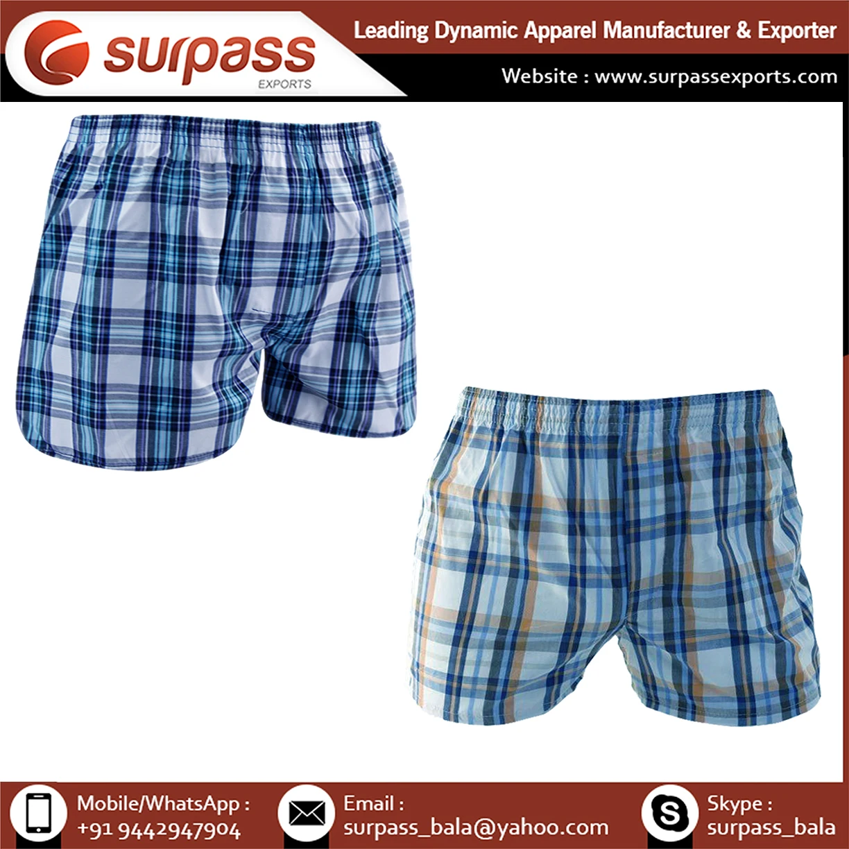 Pure cotton mens brief shorts in customized design