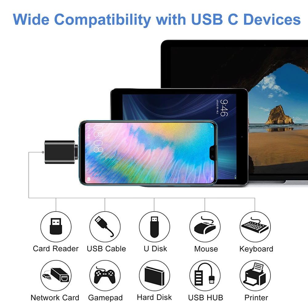 Customize Logo USB 3.0 3.1 Female to Type-C Male OTG Adaptor Convertor USBC OTG Connector USB to USB C Adapter