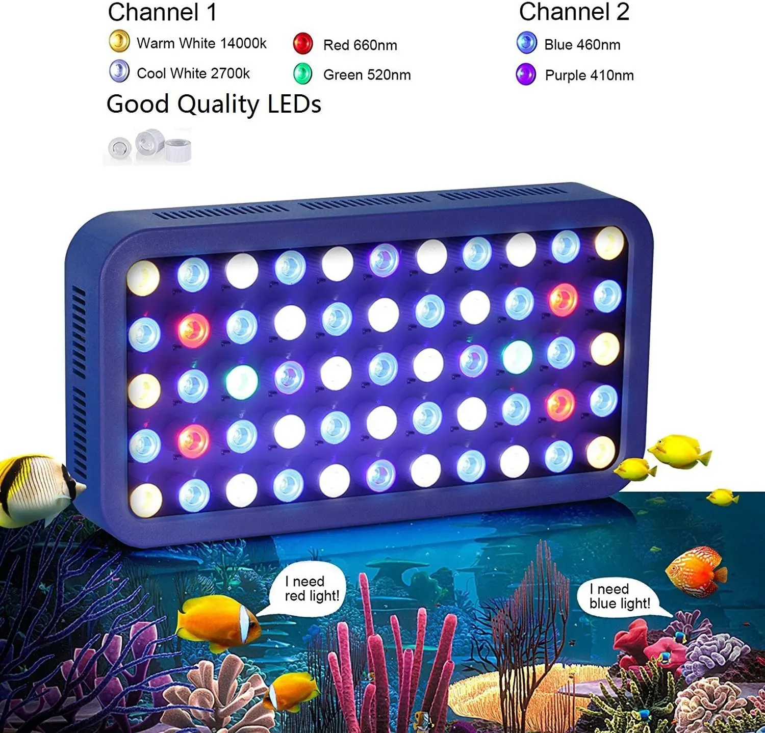  165W LED морской аквариумная лампа для коралловых рифов полный спектр затемнения освещения аквариума белого и голубого