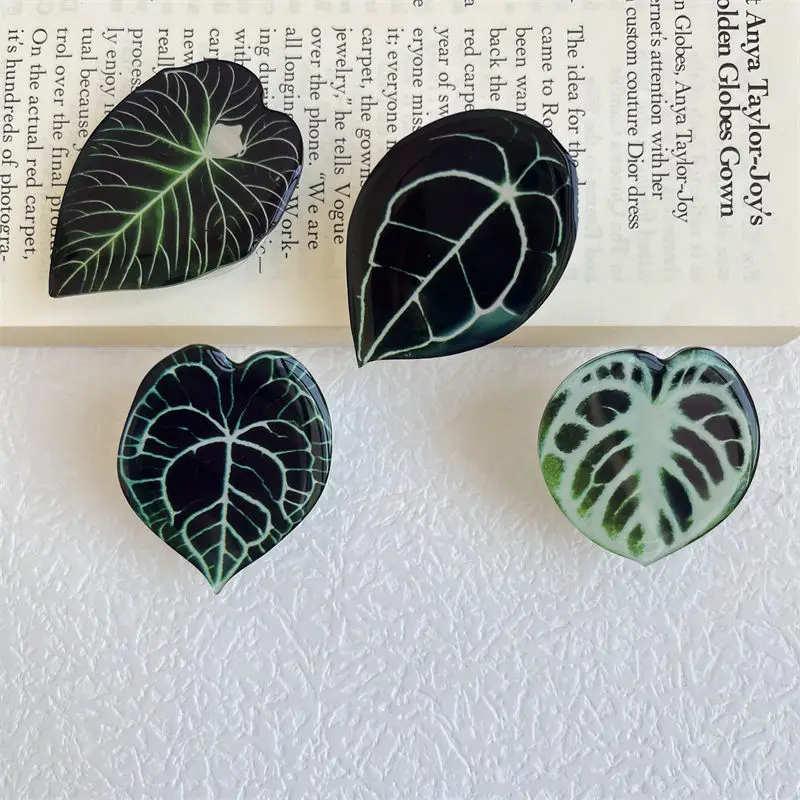 Popular Acrylic Phone Socket Griptok Foldable Eject Mobile Phone Holder Stand Customized Phone Grip With Plant Leaf Design