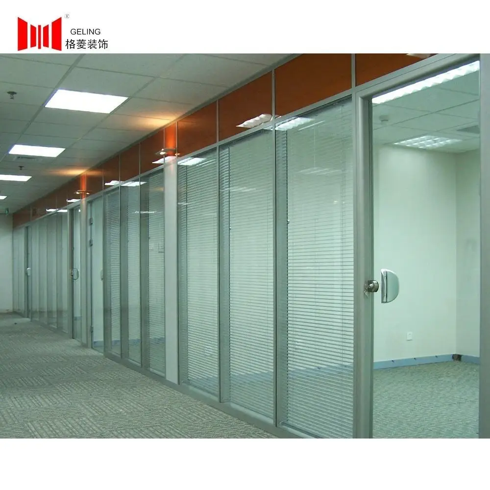 Modern cheaper aluminum double glass with blind restaurant cubicle demountable movable partition wall