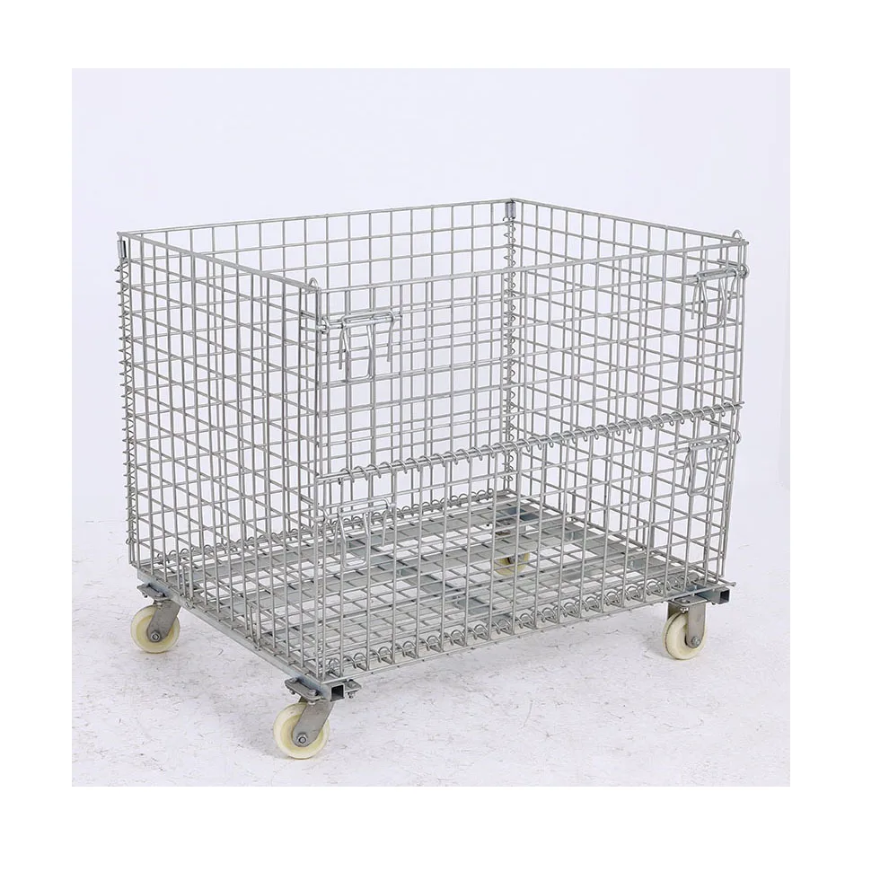 Safe and Reliable stackable logistic table trolley mesh logistics storage cage