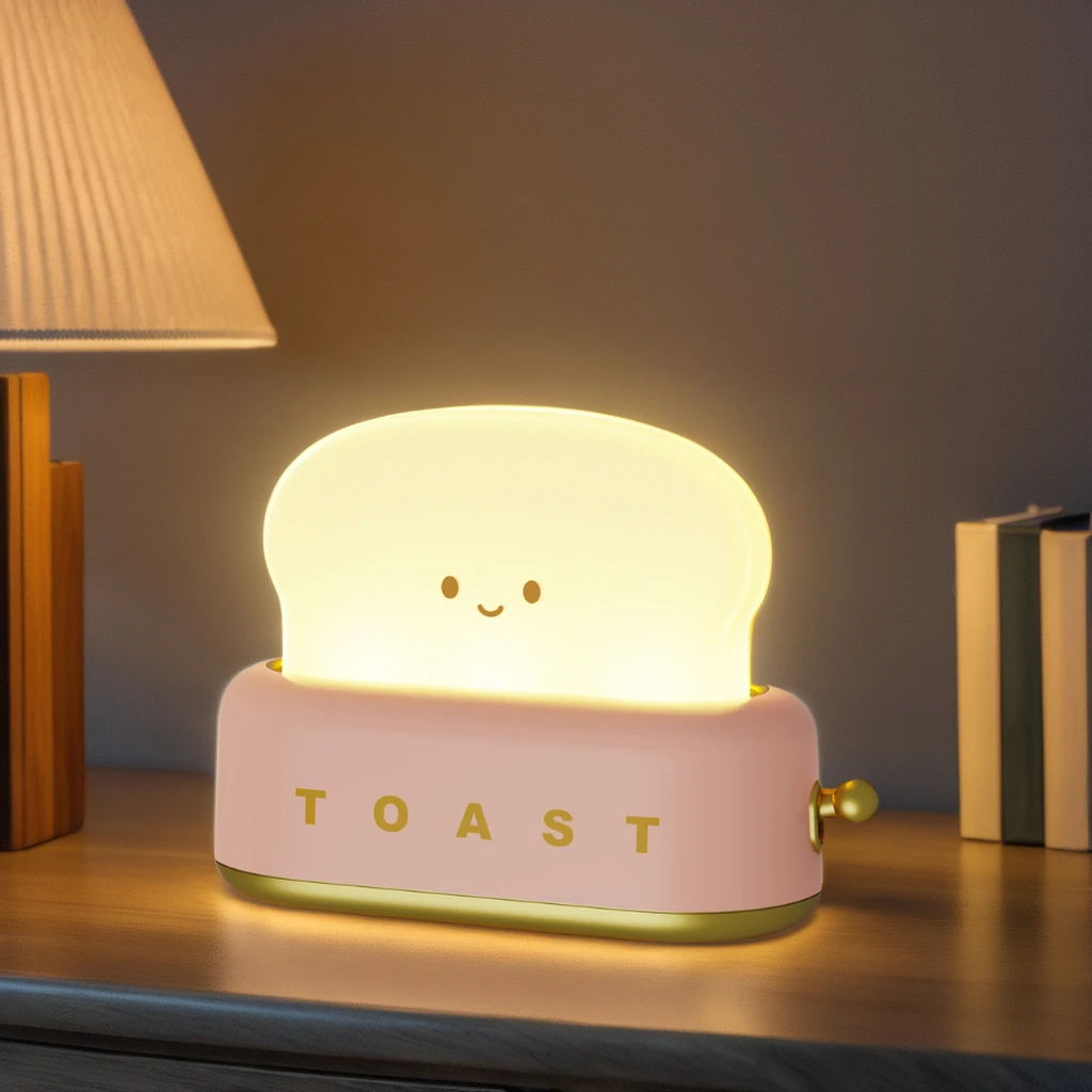 LED Night Light Toaster Lamp Modern Design Timer Adjustable Brightness Best Gift Women Boys Small 90 Novelty Mini Night Light