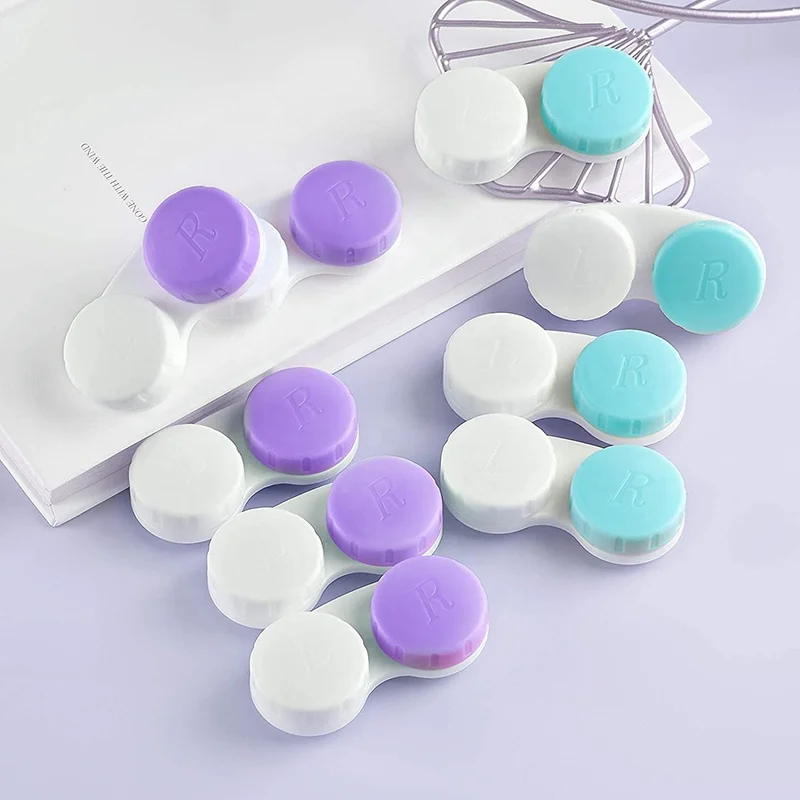 Popular contact lens case custom multi color contact lens duplex case box plastic mini contact lenses cases storage boxes
