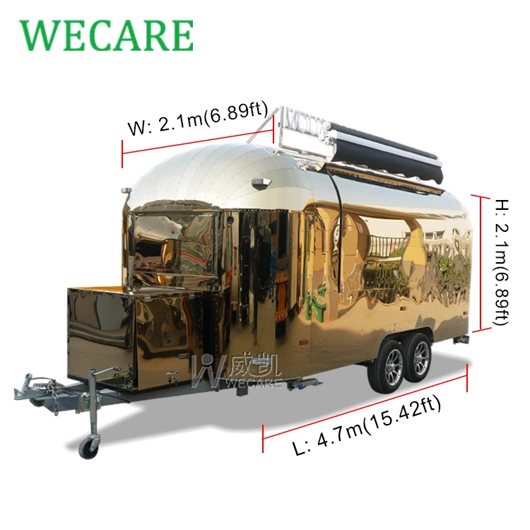 Wecare airstream мобильный ресторан фастфуд фургон машина грузовики с мороженым морозильной камерой барбекю концессионная печь для пиццы кейтеринг трейлеры