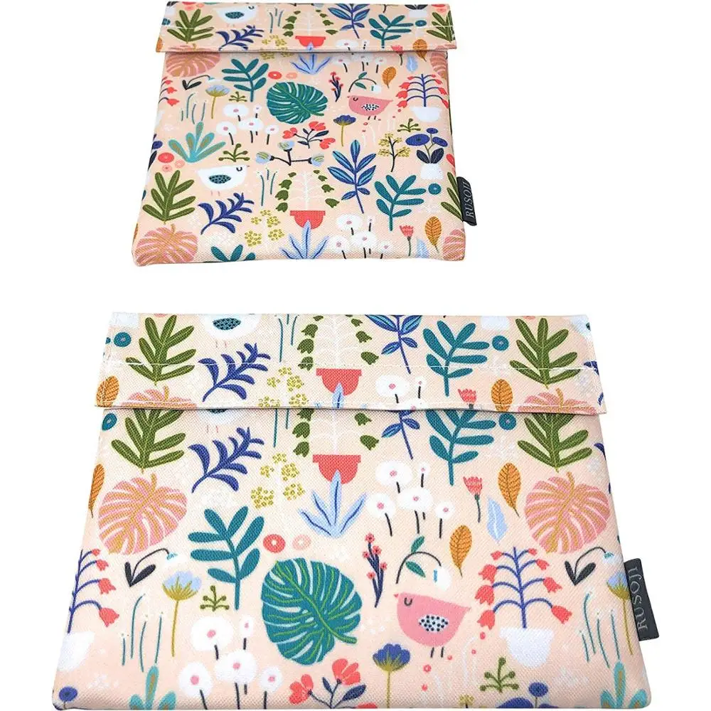 Small Reusable 100% Cotton Canvas Insulated Snack Sandwich Bread Bag  Cotton Canvas Small Insulated Snack Bag