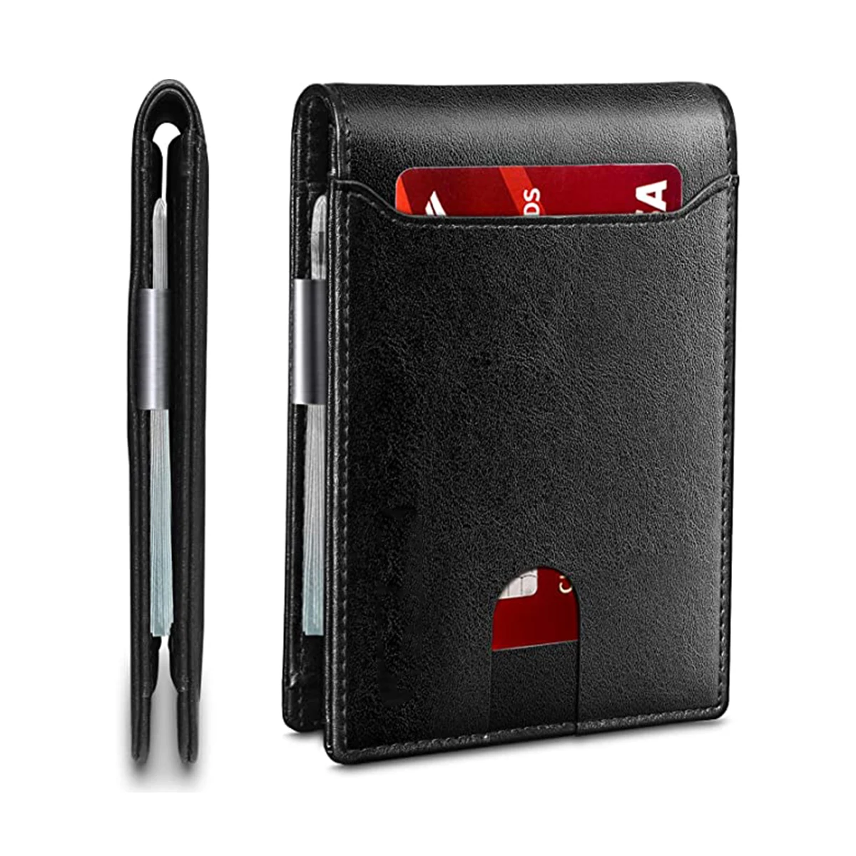 Design leather money clips business credit card holder carbon fiber money clip slim wallet with money clip
