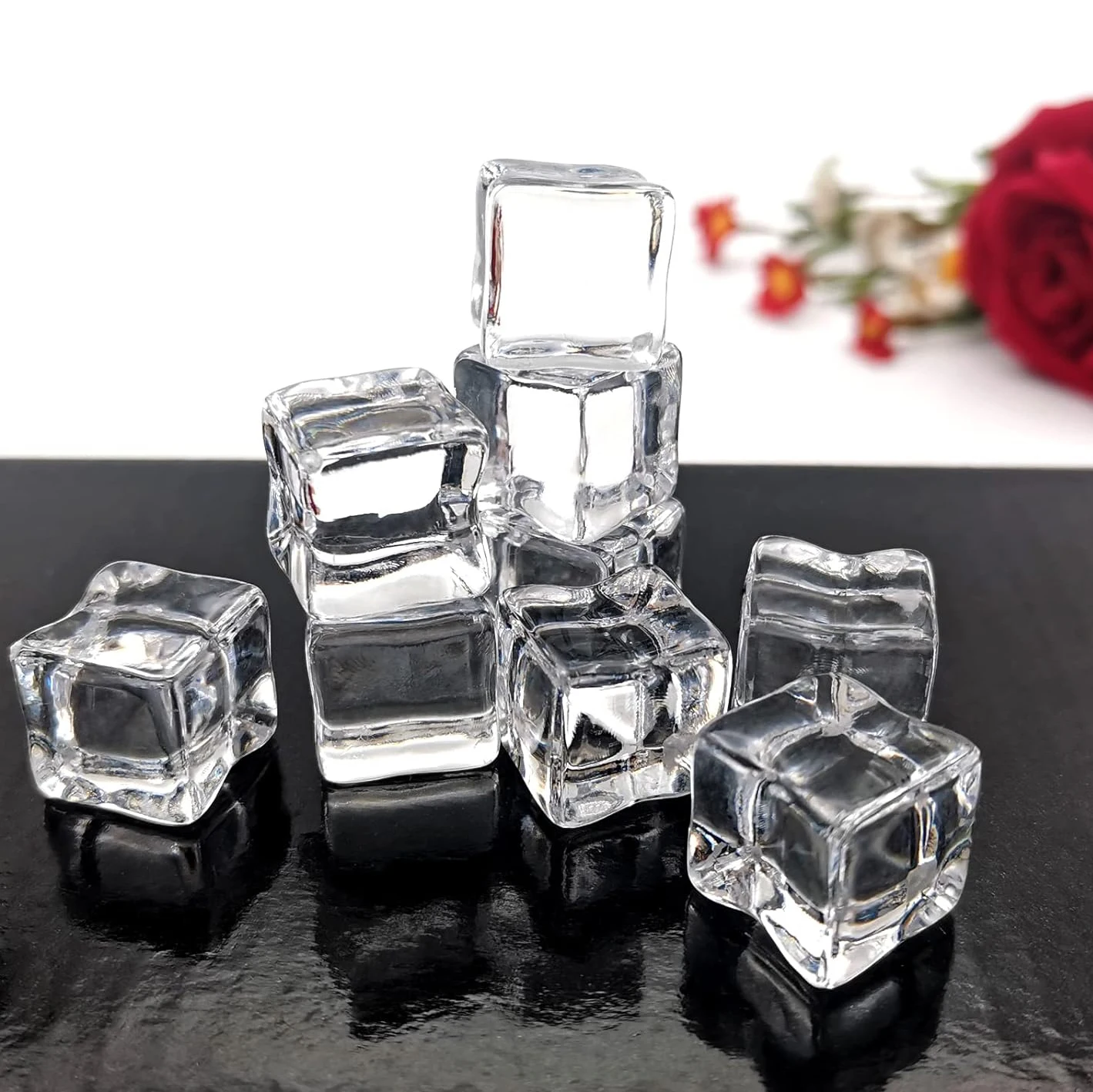 Fake Clear Acrylic Plastic Ice Cubes Square Shape Plastic Recycling Ice Cube Clear Acrylic Ice Cube for Display