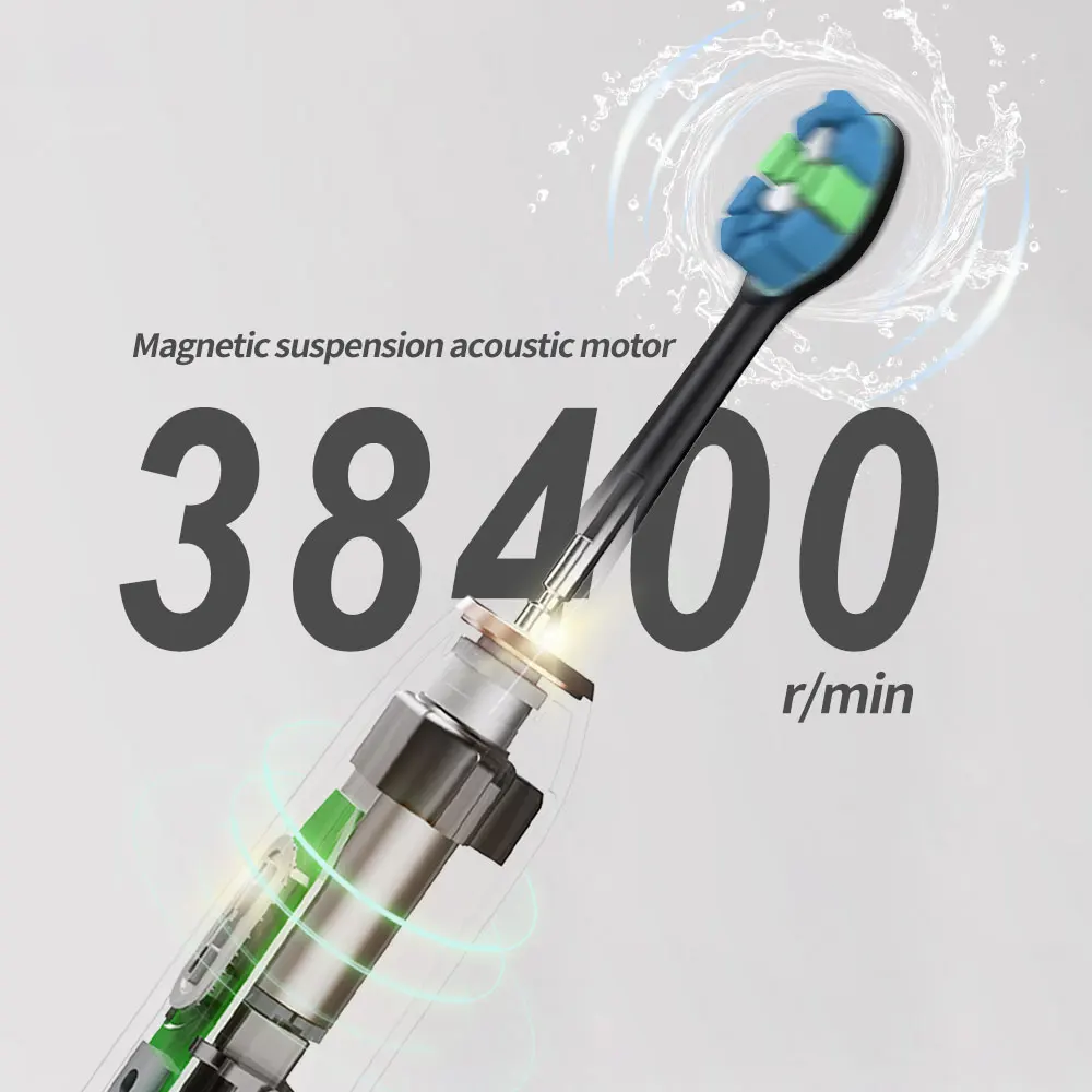2024 New Premium Sound Wave toothbrush sonic electric toothbrushes 6pcs heads wireless charging with Travel Case