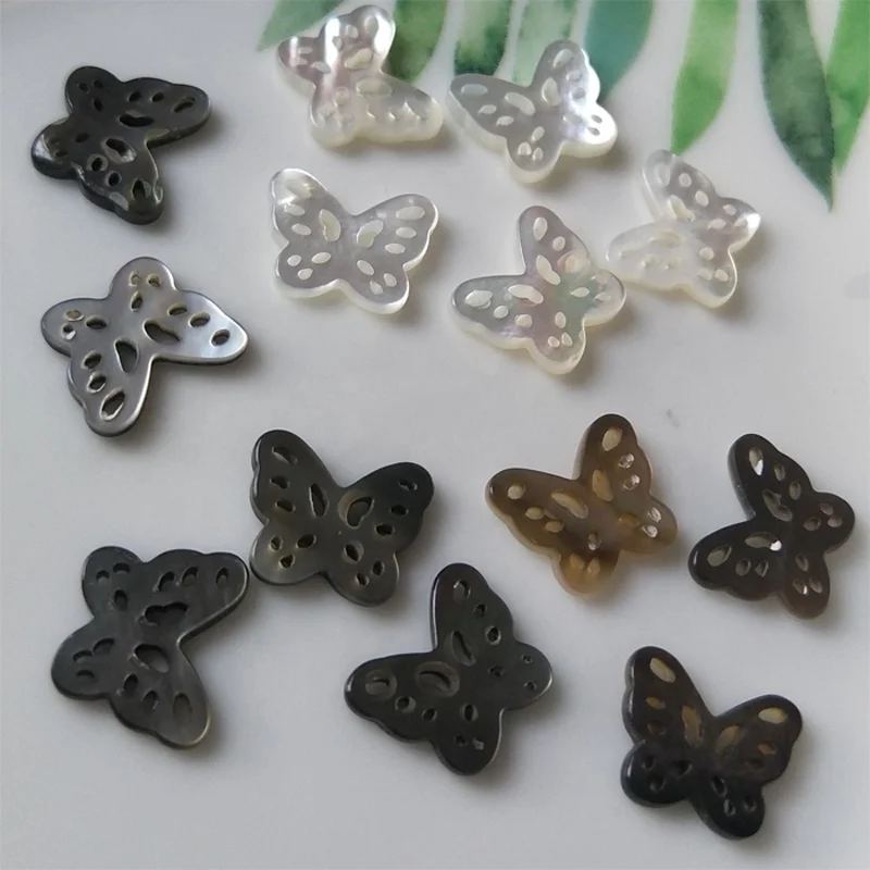 Natural pearl shells hollow out carving shell butterfly shape exquisite jewelry materials