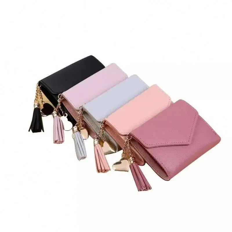 I-0004 Short Tassel Wallet Women Fashion Purse Female Mini Wallets New Korean Students Lovely Purse Female Small Wallet