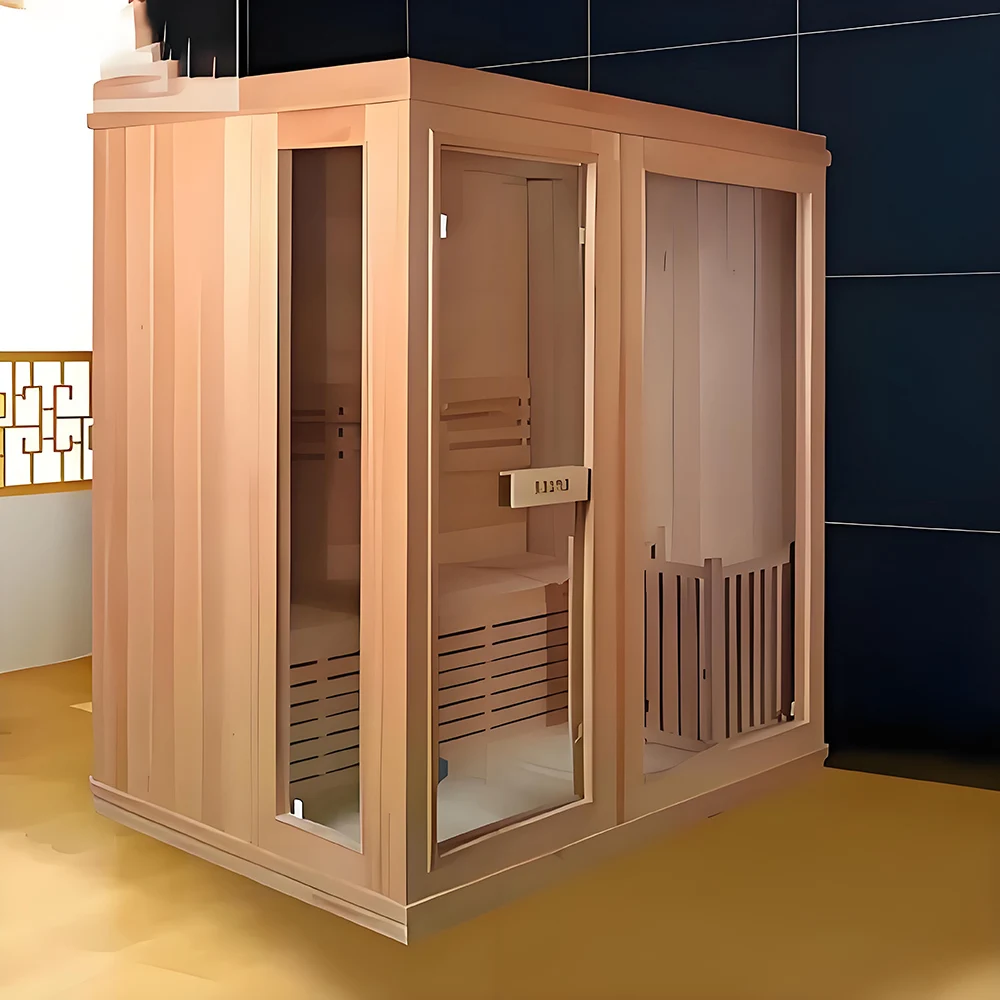 Modern Indoor Far Infrared Sauna Room for 2-6 People 6 kw Red Cedar Solid Wood Electric Furnace Traditional Steam Wholesale