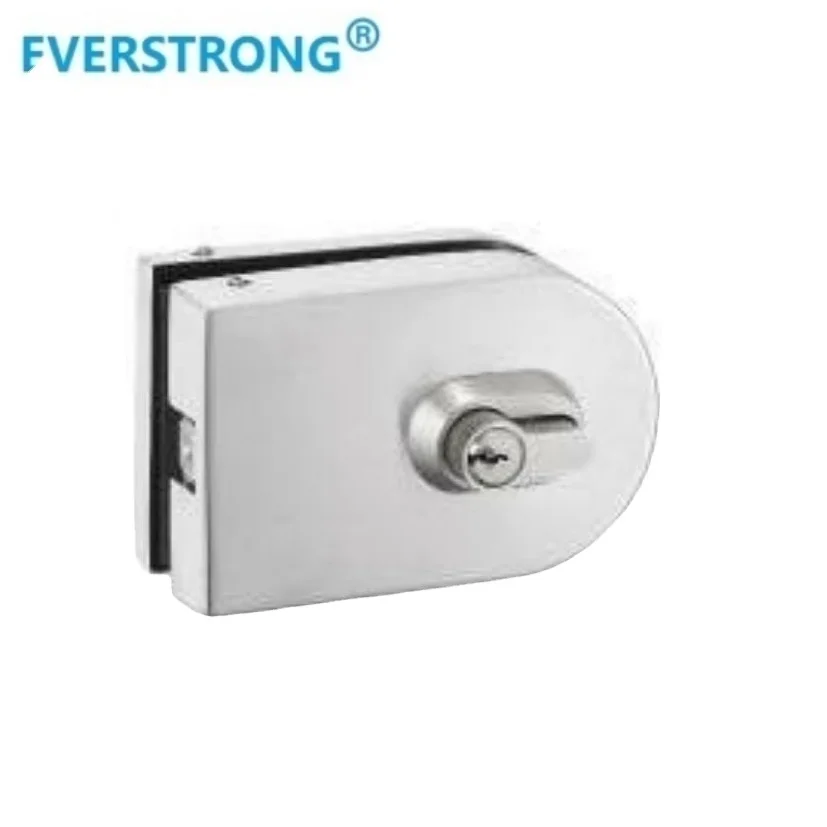 Semi-round  shape wall to  glass center door patch lock  I030 frameless stainless steel patch fitting