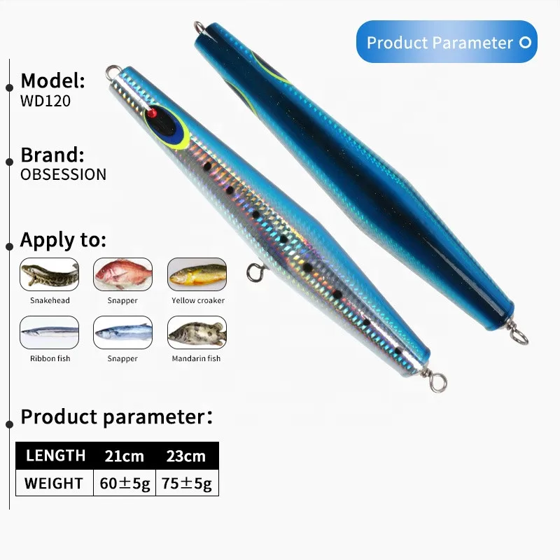 Handmade 60g/75g Wood Popper Lure Top Water Wobbler Jigging Jigs for Trout Fishing in Rivers Lakes and Streams