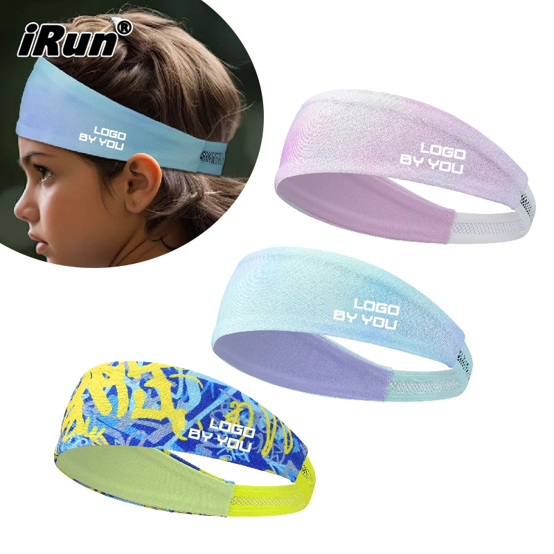 iRun Non Slip Tennis Basketball Running Sweatband Custom Logo Sport Fitness Headbands sweat-absorbing running elastic headband