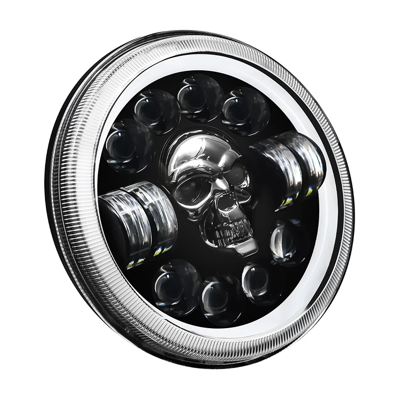 Wholesale Colorful Halo DRL 12V 24V  Angel Eye motorcycle led headlights 7 inch Round Led Headlight For Jeep