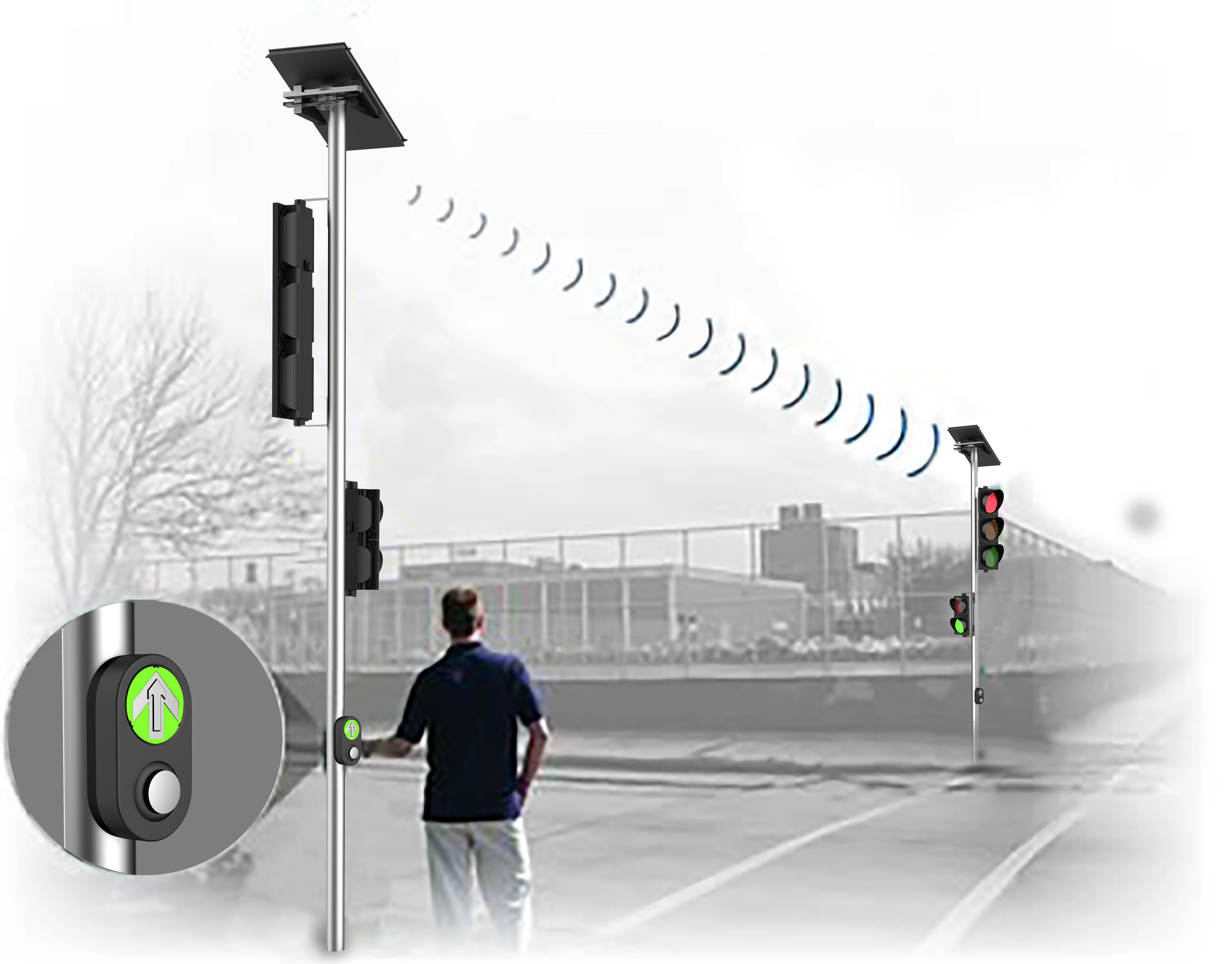 
Simplified and low cost traffic solution for uncontrolled marked crosswalks 