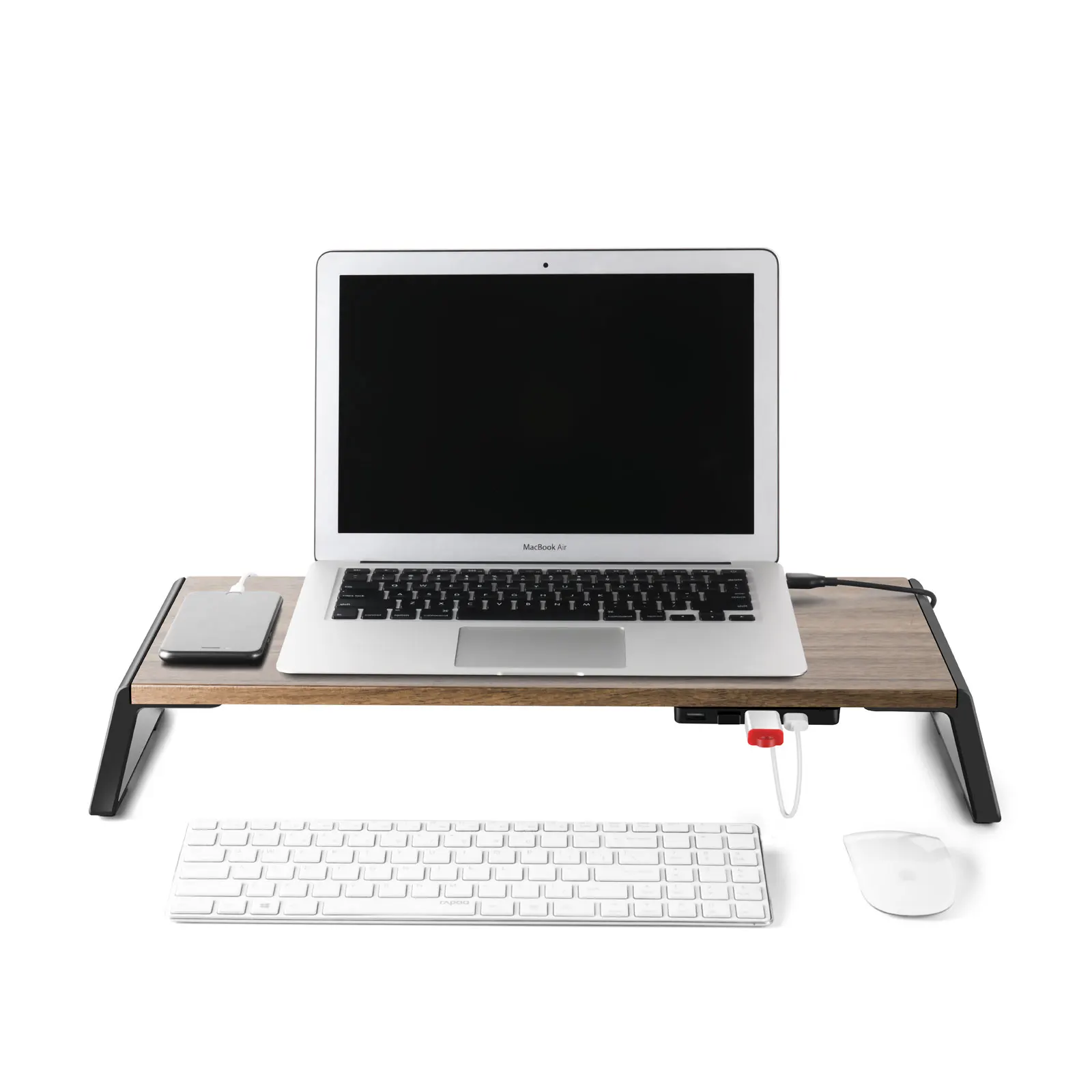 Upergo Space Saving Environmental Bamboo Monitor Laptop Riser Stand With USB