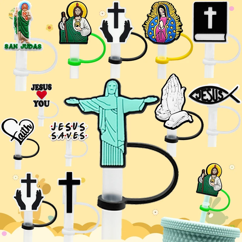 8mm new classic logo western cartoon styles reusable inspired potable silicone straw cover religious