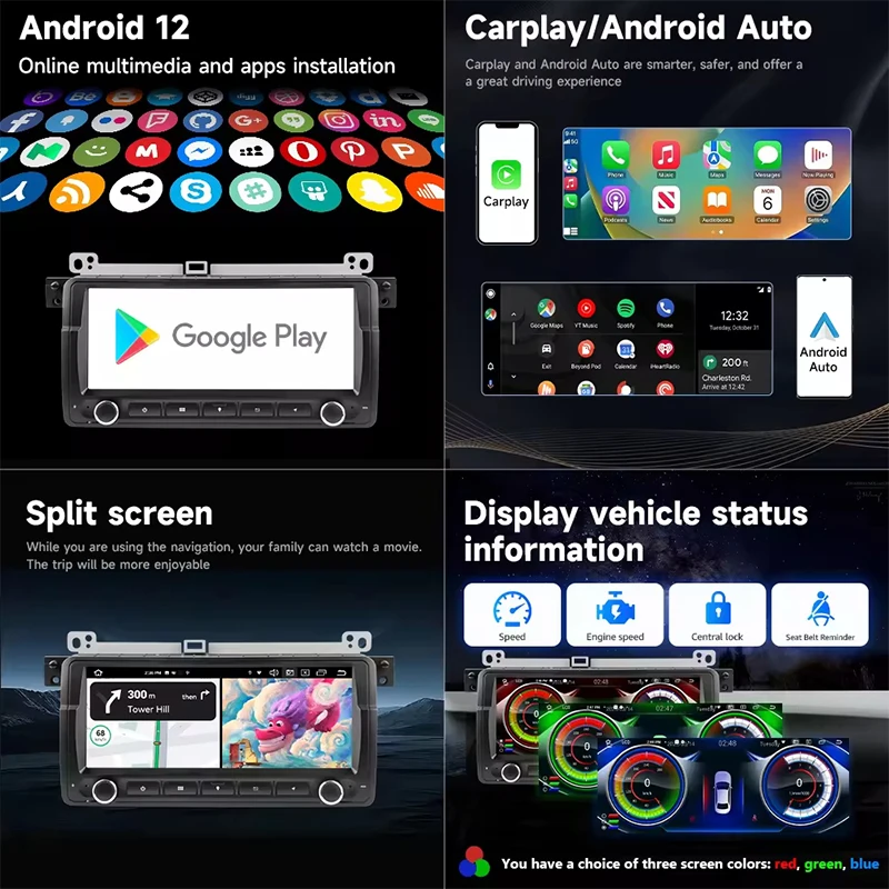 Wholesale Android 12.0 8.8 inch Big Screen 4+64GB Special Car Radio Multimedia Player GPS DVD Player for BMW 3 Series E46