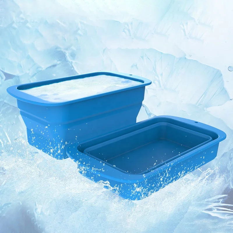 Foldable Extra Large Rectangular Ice Bath Moulds Ice Block Mold Molde De Hielo Grande Silicone Giant Ice Mold