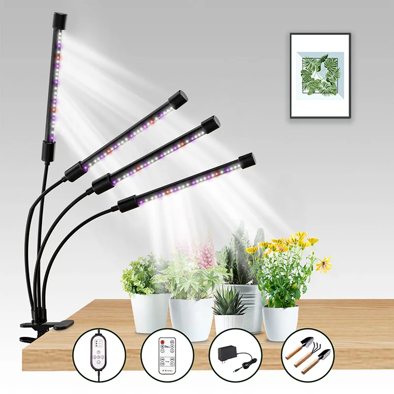 Greenhouse 4 Head Grow Light leds 20w Timer Desk Plant Light Adjustable Full Spectrum Indoor Plant Grow Lamp