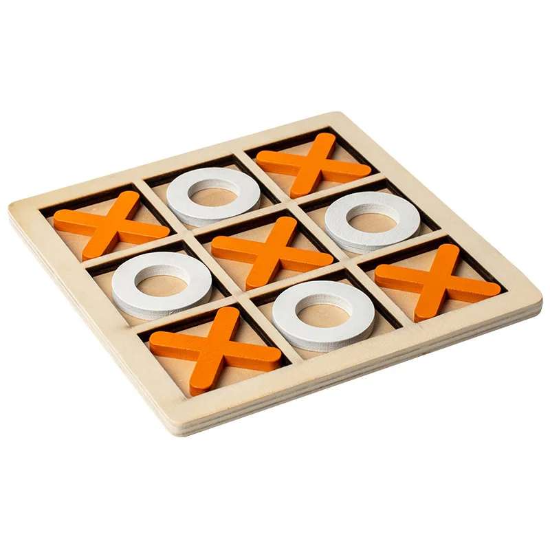 Веселая настольная деревянная шахматная доска Tic Tac Toe Набор детских игрушек для обучения логическому мышлению