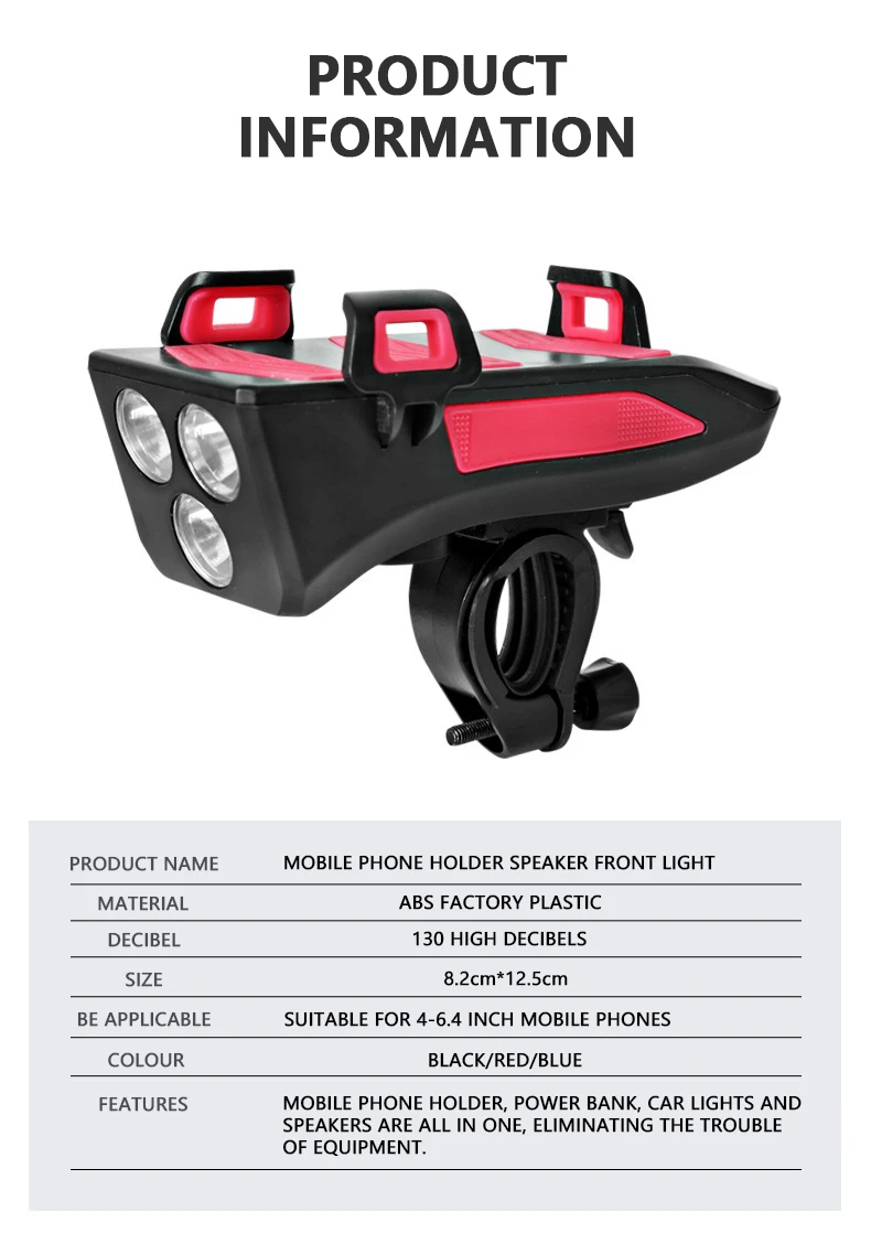 2000AH and 4000AH battery capacity USB mobile phone holder power bank bicycle bike front LED lamp light