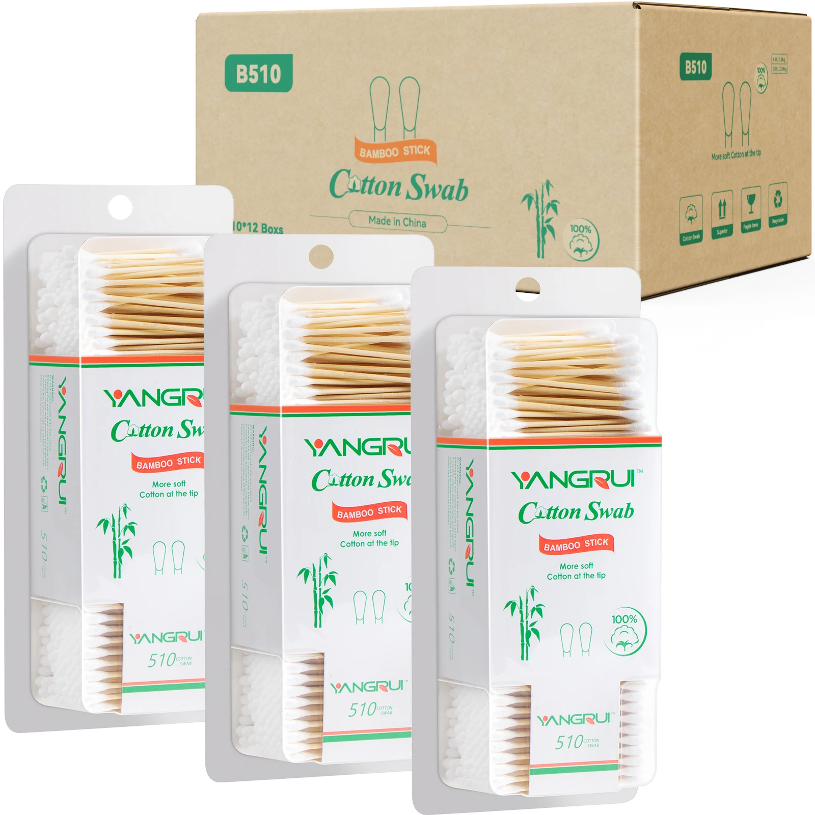 510 Pcs Double Ended Q Tips Disposable Double Head Qtips Cotton Swabs Thick Cotton Swab