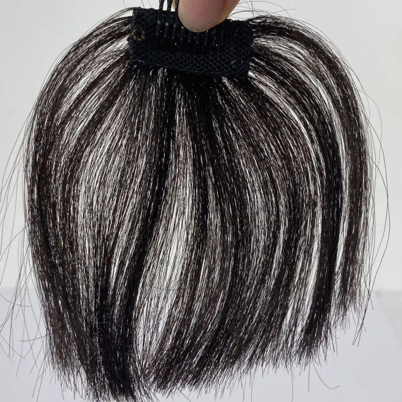 Best Quality Wholesale Mini Base Straight Neat Bangs Human Hair Clip In Bangs Fringe Hair Extension Front Fringe Hair Piece