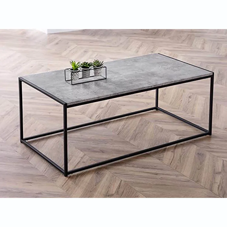  Vintage Industrial Wood Top Coffe Table Basse Metal Frame Cement Coffee For Living Room Home