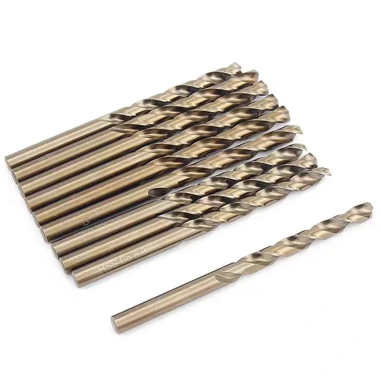 Straight shank cobalt-containing high hardness tungsten steel alloy twist drill bit for 304 stainless steel iron