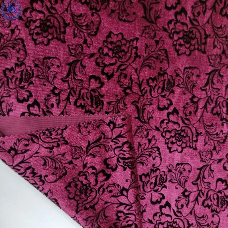 Hot selling  polyester/spandex Nylon/spandex  flocking strech knitted fabric suit for fashionwear