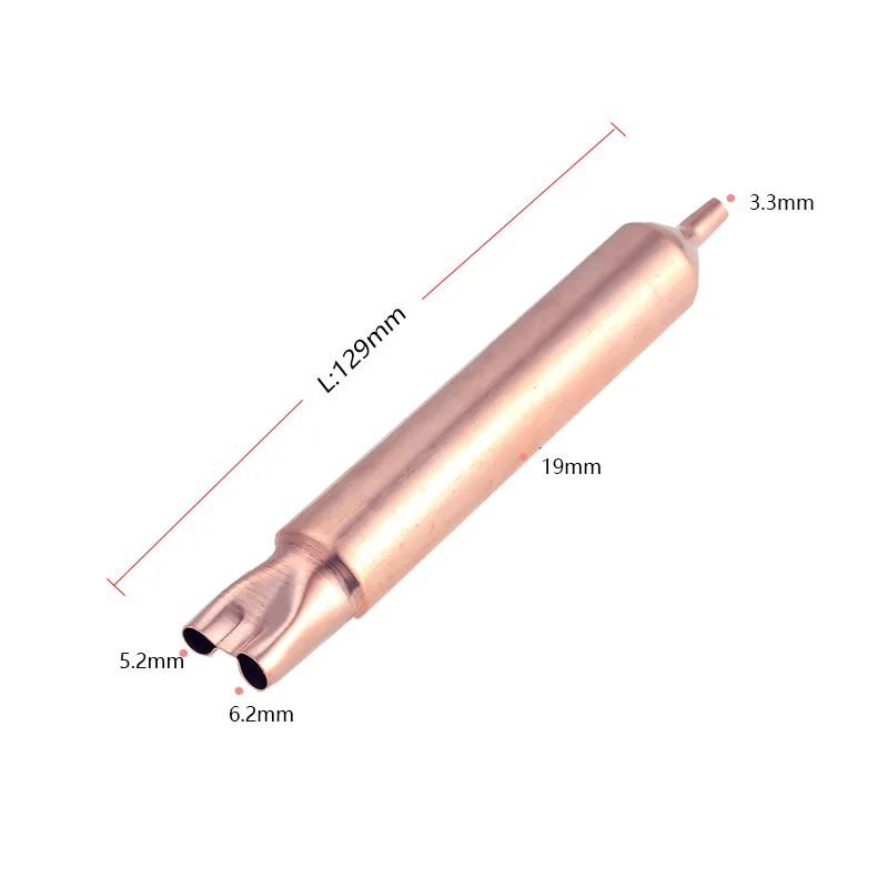 Valve quick connector fluoride nozzle single pipe copper double tail hole filter dryer for Refrigerator freezer spare parts