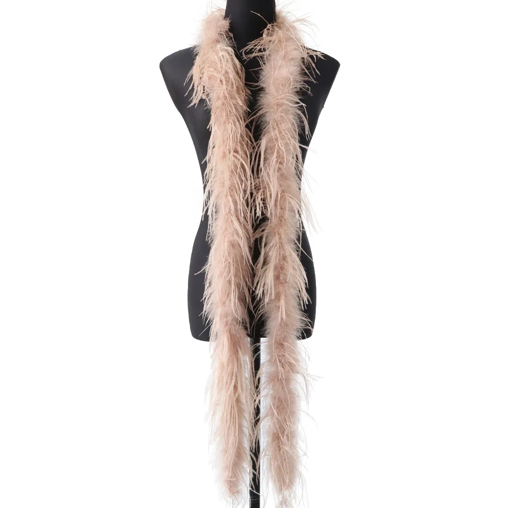2meter  black white Ostrich feather boa Wholesale colorful Natural Ostrich Feather Boa for women lady scarf or Decoration