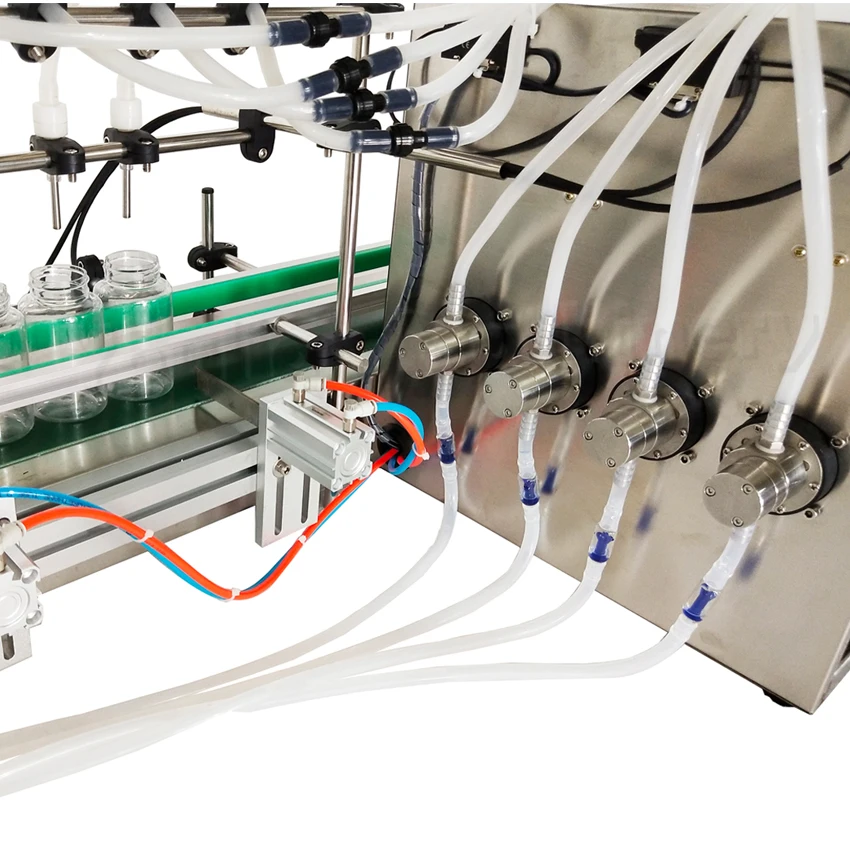 GX-4 Semi Automatic Desktop CNC 4 Nozzles Filler Water Perfume Juice Oil Liquid Filling Machine with Conveyor