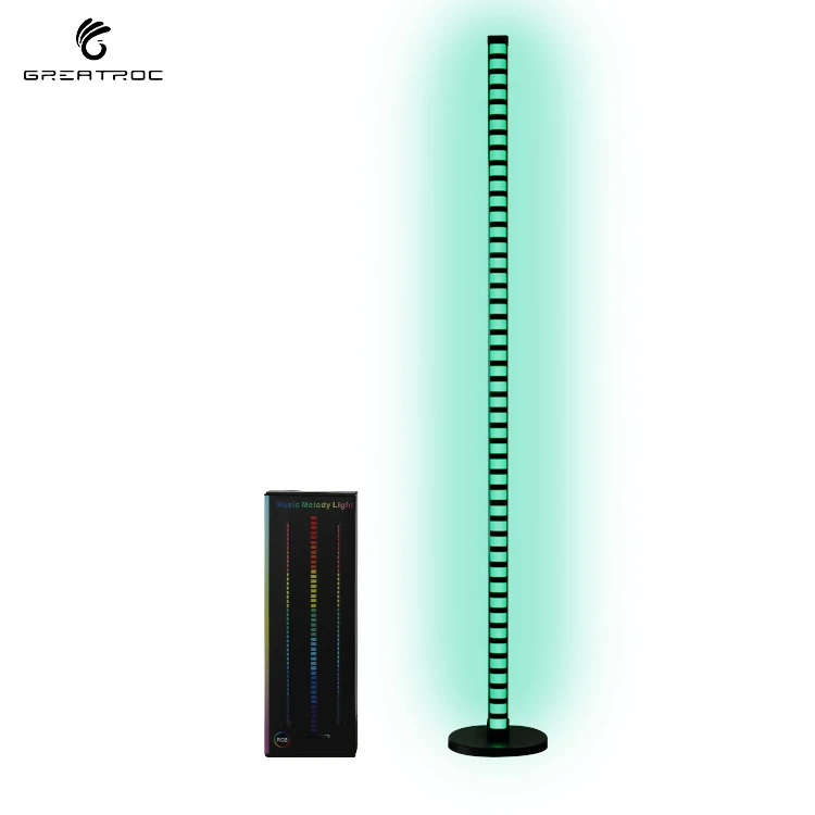 Greatroc New Arrived Smart 1.2m RGB Audio Recognition Rhythm Lights Living Room Ambient Floor Lamp APP/Remote/BT Control