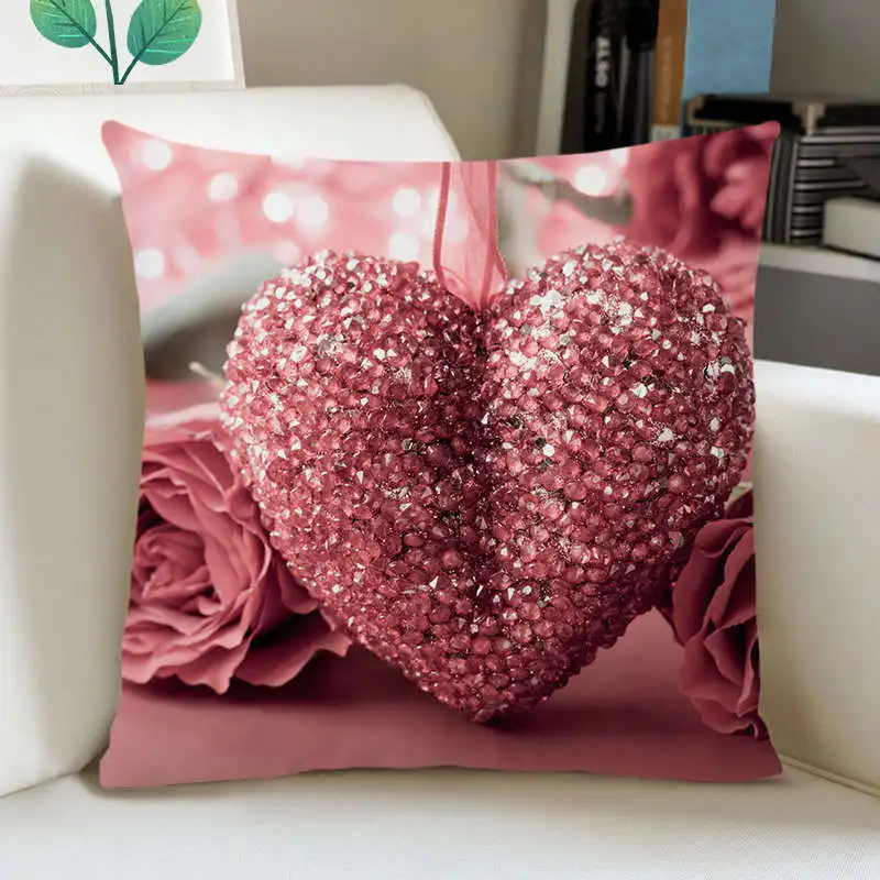 custom festival Valentines Day Gift LOVER Sweet Heart Printed throw Cushion Covers luxury cotton polyester Couch pillowcase