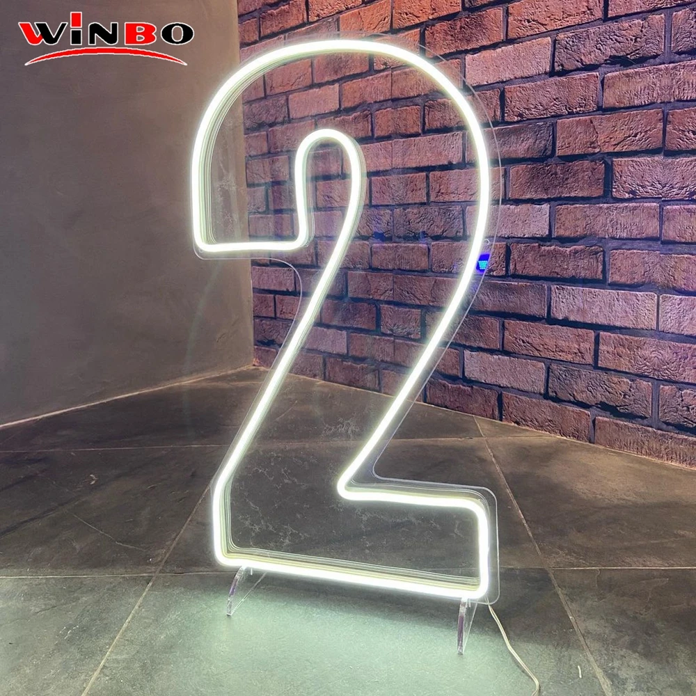 Дропшиппинг на заказ неоновая вывеска с номером от 1 до 9 настенные буквы светодиодная акриловая индивидуальная RGB буква Светодиодная гибкая полоса освещение