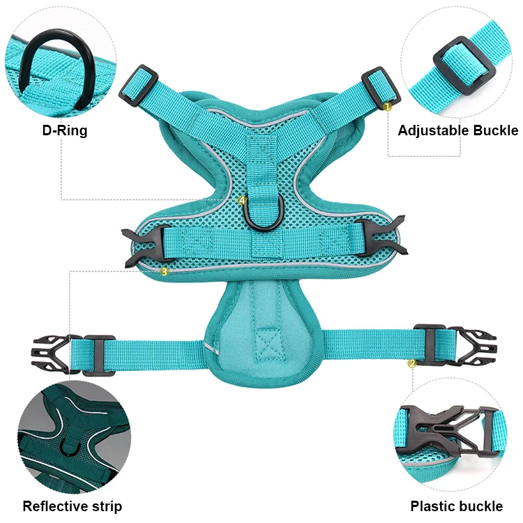 Wholesale Reflective Safe Lightweight Durable Adjustable Breathable Escape Proof Pet Dog Cat Harness And Leash Set For Walking
