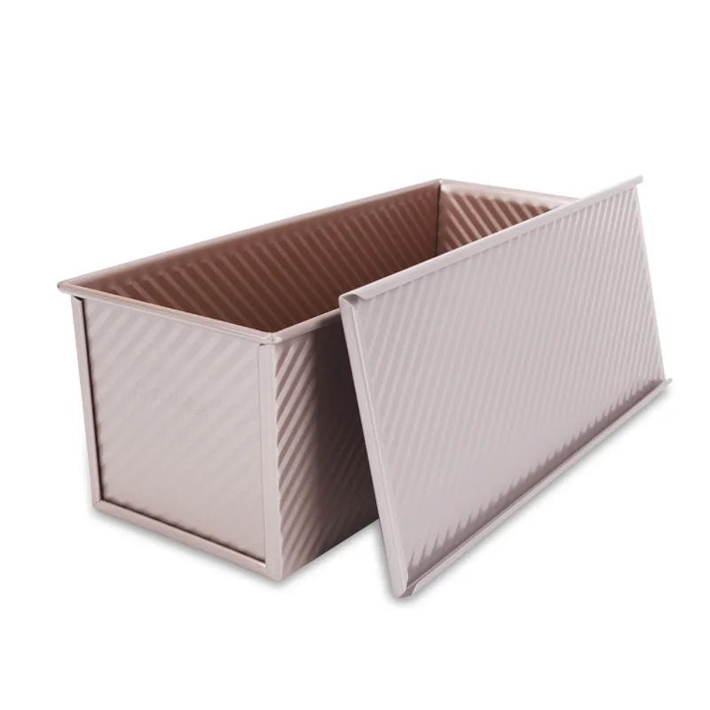 CHEFMADE Commercial 1000G Dough Capacity Non Stick Rectangle Corrugated Pullman bread Tray Toast Box Loaf Pan With Cover
