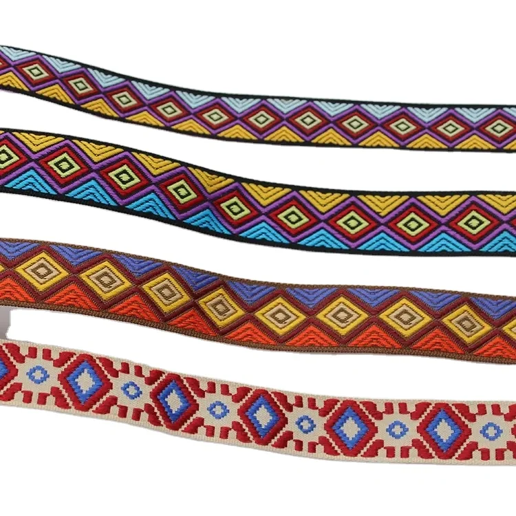 GINYI Custom Skin-friendly Double Sided National Strap High Elastic Knit Strap Inter Color Jacquard Durable Band Shoulder Strap