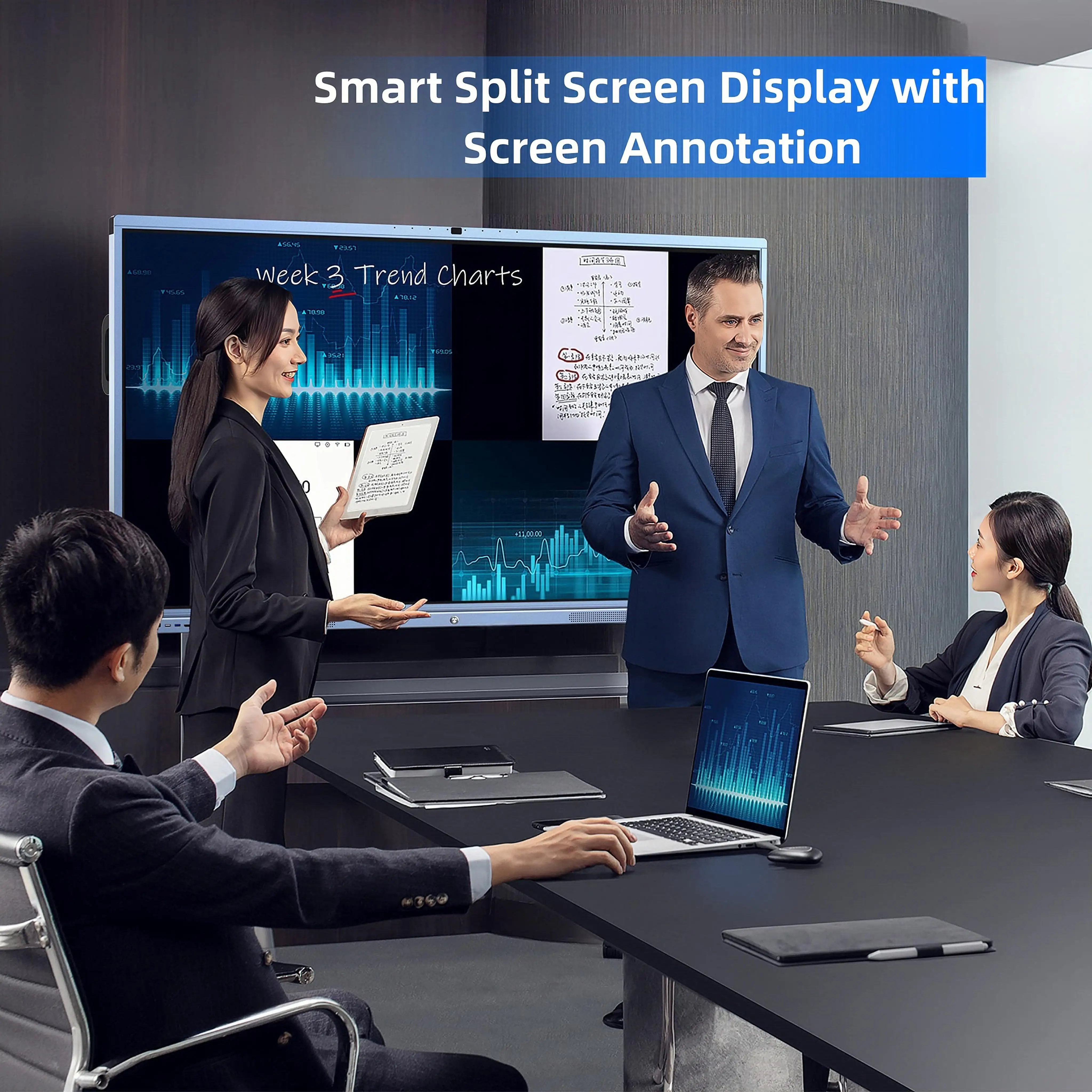 Digital Whiteboard Touch Screen Tv Panel Smart Board Interactive White Display 65 75 86 Inch for School Classroom Teaching