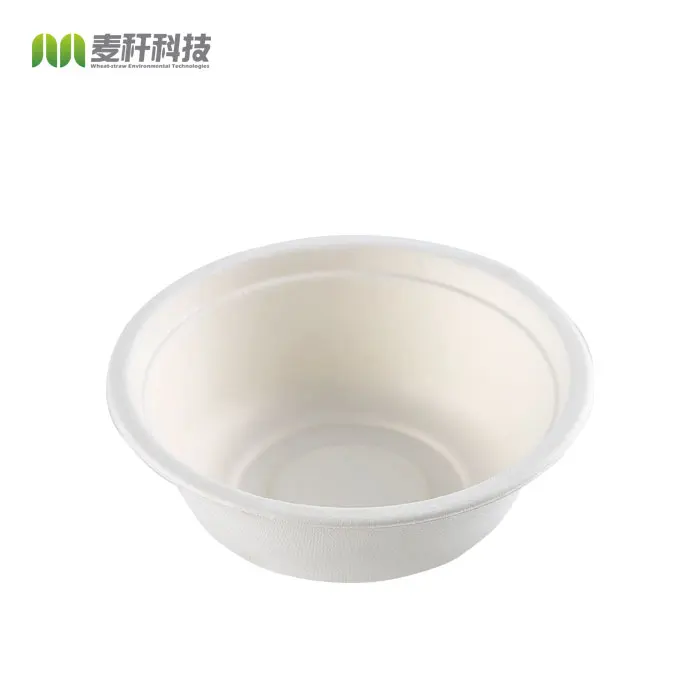 New Material Disposable Tableware Take Away Bowls Compostable Biodegradable Sugarcane Packaging Bagasse Pulp Chemical Pulp White